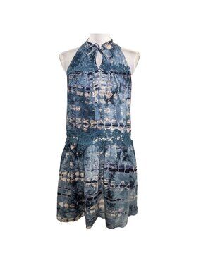 Callie Mac Womens Medium Blue Halter Mini Sundress Summer Dress